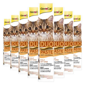 8x GimCat Anti-Hairball Duo-Paste Kaas & Mout
