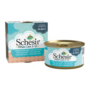 Schesir Kattenvoer Kitten 3-12  Tonijn - Aloe in Gelei 85 gr