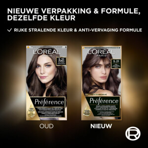 L'Oréal Préférence Permanente Haarkleuring 5.21 Koel Lichtbruin - 22.99 euro