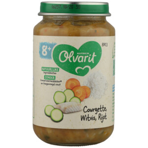 6x Olvarit Maaltijd 8+m Courgette, Witvis & Rijst - 12.17 euro