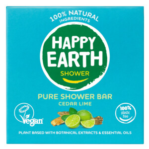 3x Happy Earth 100% Natuurlijke Shower Bar Cedar Lime - 20.87 euro