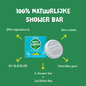 3x Happy Earth 100% Natuurlijke Shower Bar Cedar Lime - 20.87 euro