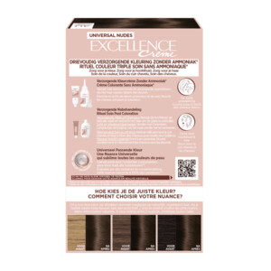 L'Oréal Excellence Crème Universal Nudes Permanente Haarkleuring 4U Universeel Middenbruin - 15.69 euro