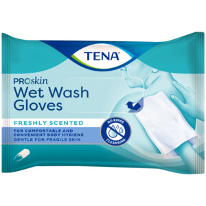 3x TENA Proskin Wet Wash Gloves Frisse Geur - 5.91 euro