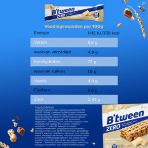 3x Hero B'tween Mueslireep Zero Witte Chocolade - 6.05 euro