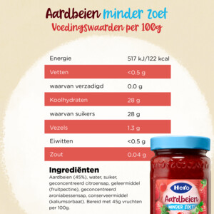 3x Hero Jam Minder Zoet Aardbeien - 9.48 euro