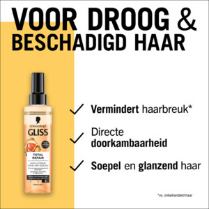 6x Gliss Anti-klit Spray Total Repair - 27.29 euro