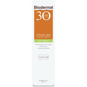 2x Biodermal Zonnefluïde Gezicht Matterend SPF 30 - 27.49 euro