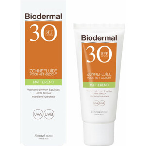 2x Biodermal Zonnefluïde Gezicht Matterend SPF 30 - 27.49 euro