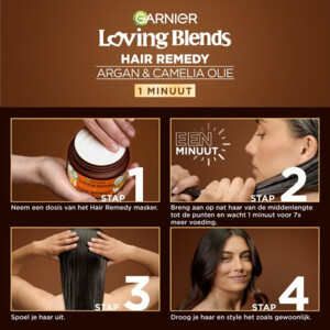 3x Garnier Loving Blends Argan- en Cameliaolie Haarmasker - 22.08 euro