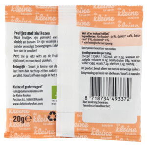 6x de Kleine Keuken Bio Fruitjes met Abrikozen - 10.57 euro
