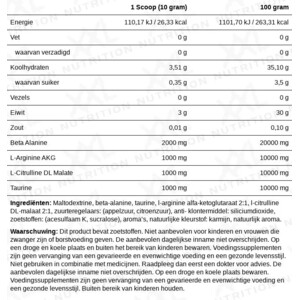 XXL Nutrition Blast Pre Workout Fruit Punch Cafeïnevrij - 20.99 euro