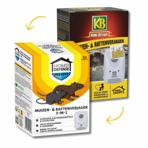 Home Defense Muizen- en Rattenverjager 220 m2 Ultrasoon, Elektromagnetisch en Lichtflitsen - 34.15 euro