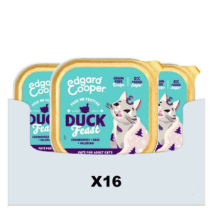 16x Edgard & Cooper Feestelijk Kattenvoer Pate Adult Eend