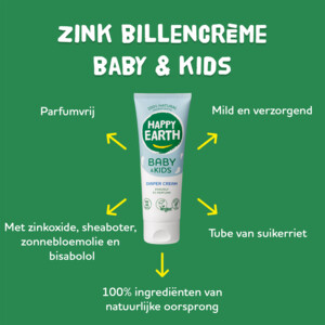 Happy Earth Baby & Kids 100% Natuurlijke Zink Billencrème - 8.49 euro
