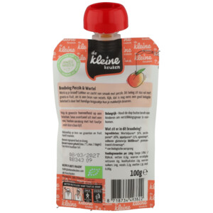 6x de Kleine Keuken Bio Broodbeleg Perzik & Wortel - 15.59 euro