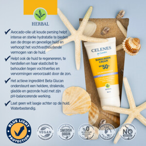 Celenes Herbal Zonnebrandcreme SPF 50+ Gevoelige en Droge Huid - 17.45 euro
