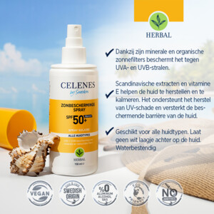 Celenes Herbal Zonnebrand Spray SPF 50+ Alle Huidtypes - 17.65 euro