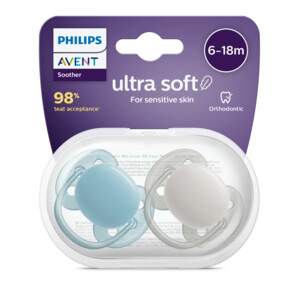 Philips Avent Fopspeen Ultra Soft 6-18 mnd Blauw Grijs - 7.49 euro