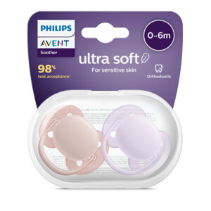 Philips Avent Fopspeen Ultra Soft 0-6 mnd Paars Roze - 9.29 euro