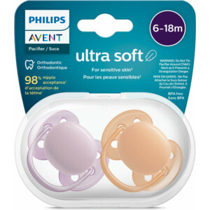 Philips Avent Fopspeen Ultra Soft 6-18 mnd Paars Oranje - 8.75 euro