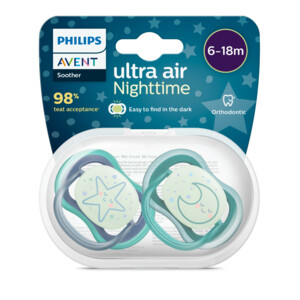 Philips Avent Fopspeen Ultra Air Nighttime 6-18 mnd Ster Maan - 8.89 euro