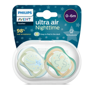 Philips Avent Fopspeen Ultra Air Nighttime 0-6 mnd Ster Uil - 10.05 euro