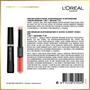 L'Oréal Geschenkset Telescopic Lift Mascara & Infaillible 24H Lipstick 312 Incessant Russet - 40.95 euro