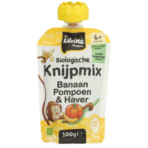 6x de Kleine Keuken Biologische Knijpmix Banaan, Pompoen & Haver - 8.61 euro