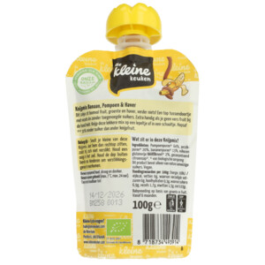 6x de Kleine Keuken Biologische Knijpmix Banaan, Pompoen & Haver - 8.61 euro