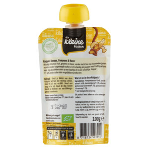 6x de Kleine Keuken Biologische Knijpmix Banaan, Pompoen & Haver - 8.61 euro