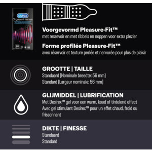 Durex - Pleasure Me Condooms 10 stuks, Orgasm Intense Condooms 10 stuks & Performa Condooms10 stuks - Pakket - 39.93 euro