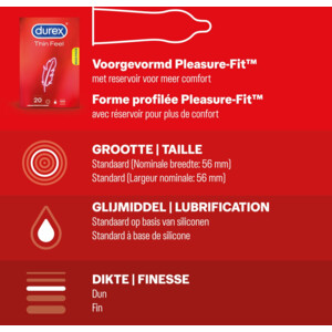 Durex - Classic Natural Condooms 20 stuks, Thin Feel Condooms 20 stuks & Nude No Latex 20 stuks - Pakket - 61.54 euro