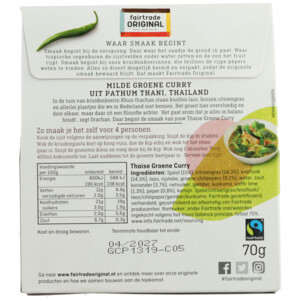 3x Fairtrade Original Kruidenpasta Groene Curry - 7.29 euro