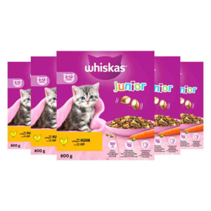 5x Whiskas Junior Kattenbrokken Kip