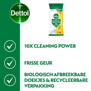 5x Dettol Antibacteriële Reinigingsdoekjes Sprankelende Citroen - 12.22 euro