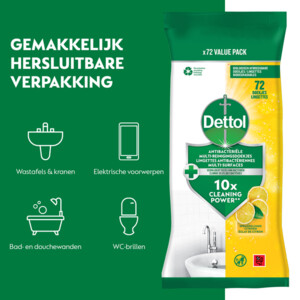 5x Dettol Antibacteriële Reinigingsdoekjes Sprankelende Citroen - 12.22 euro
