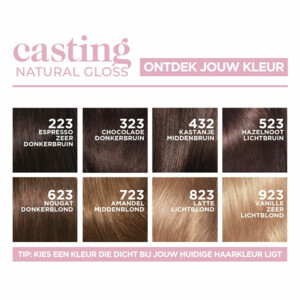 L'Oréal Casting Natural Gloss Semi-Permanente Haarkleuring 623 Nougat Donkerblond - 11.99 euro