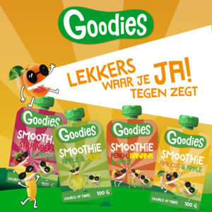 Goodies Knijpfruit Smoothie  Perzik, Banaan & Appel - 1.09 euro