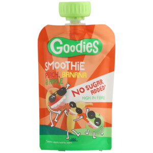6x Goodies Knijpfruit Smoothie  Perzik, Banaan & Appel - 4.57 euro