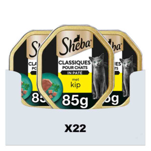 22x Sheba Adult Kattenvoer Classic Paté Natvoer Kip Kuipjes