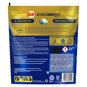 6x Sun Brilliant Shine+ All-in 1 Vaatwastabletten - 40.13 euro