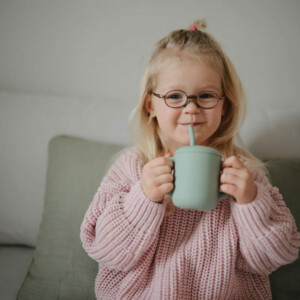 Mushie Drinkbeker met Rietje Cambridge Blue - 12.39 euro