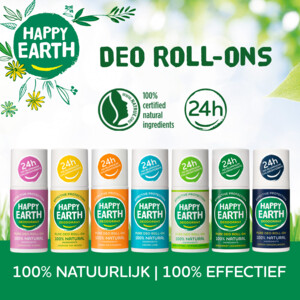 Happy Earth 100% Natuurlijke Deodorant Roller Rose Petitgrain - 8.49 euro