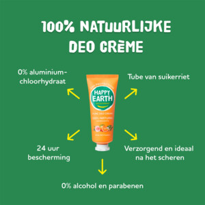 Happy Earth 100% Natuurlijke Deodorant Crème Rose Petitgrain - 5.59 euro