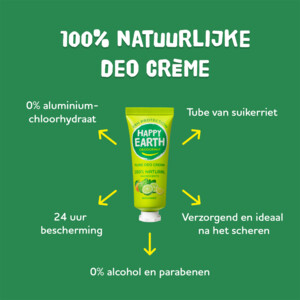 Happy Earth 100% Natuurlijke Deodorant Crème Bergamot - 7.99 euro