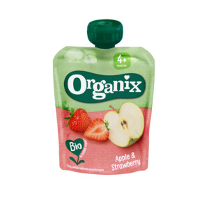 6x Organix Knijpfruit 4+m Appel & Aardbei BIO - 5.41 euro