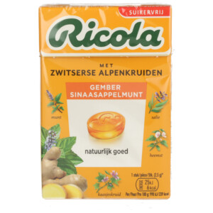 2x Ricola Gember Sinaasappelmunt Suikervrij Doosje - 3.88 euro