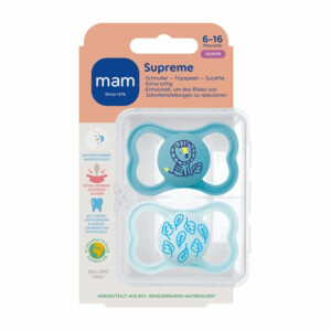 MAM Fopspeen Supreme Silikon 6-16 mnd Blauw - 10.34 euro
