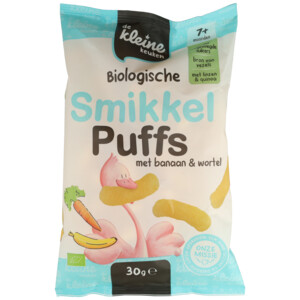 6x de Kleine Keuken Bio Smikkel Puffs Banaan & Wortel - 10.7 euro